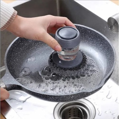 MystScrub™ 2-in-1 Liquid Soap Dispensing Steel Scrubber
