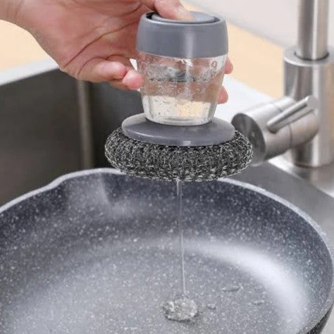 MystScrub™ 2-in-1 Liquid Soap Dispensing Steel Scrubber
