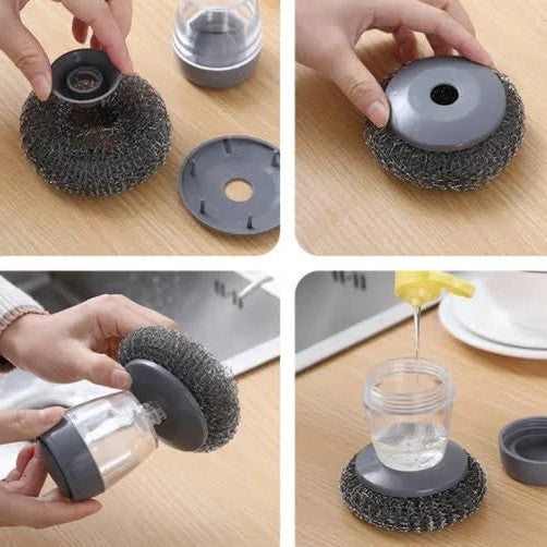 MystScrub™ 2-in-1 Liquid Soap Dispensing Steel Scrubber