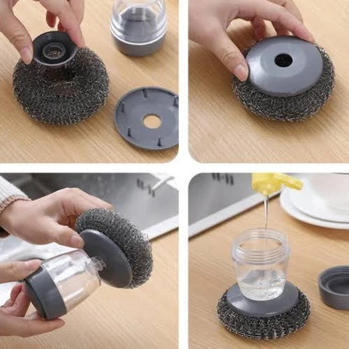 MystScrub™ 2-in-1 Liquid Soap Dispensing Steel Scrubber