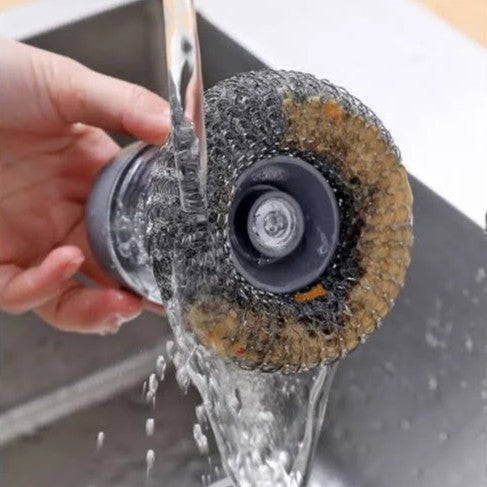 MystScrub™ 2-in-1 Liquid Soap Dispensing Steel Scrubber